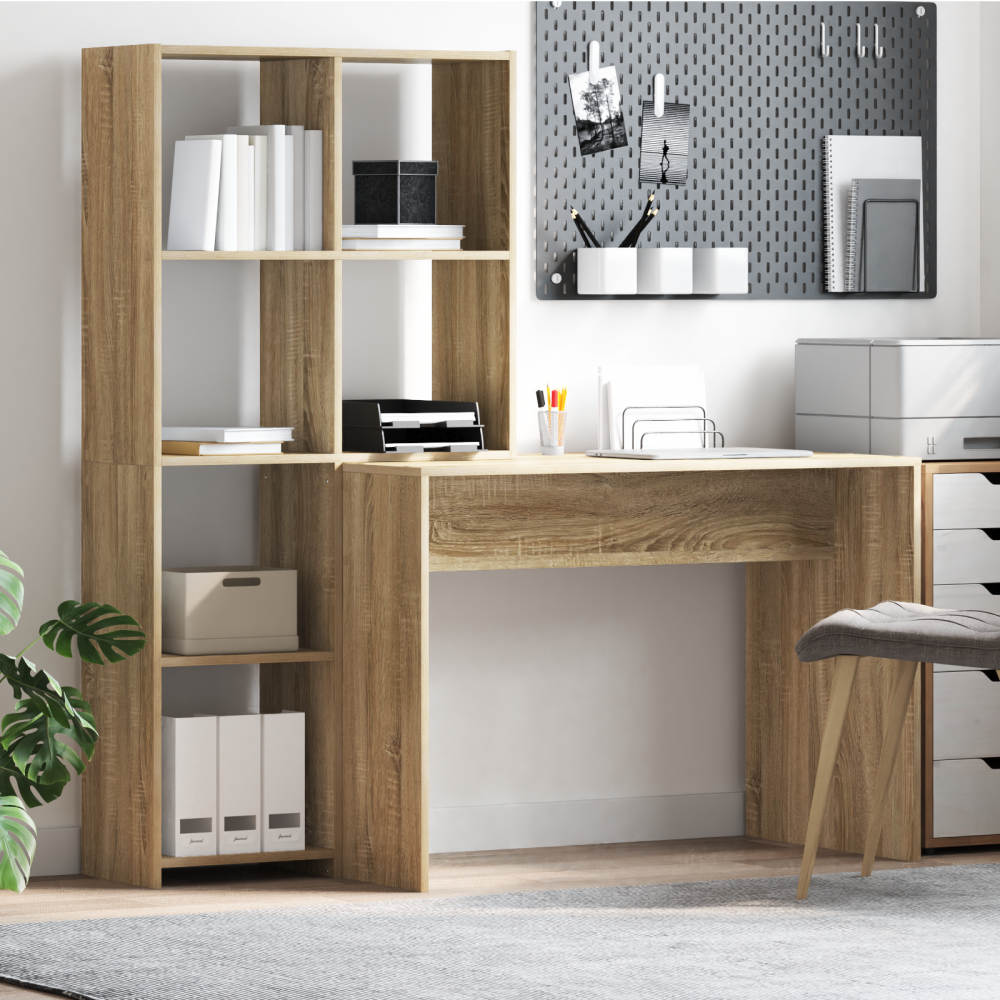 Produktbild för Skrivbord Sonoma-ek 138,5 x 55 x 143 cm Konstruerat trä