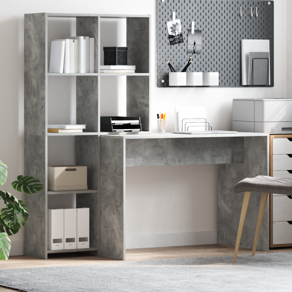 Produktbild för Skrivbord Betonggrå 138,5 x 55 x 143 cm Konstruerat trä