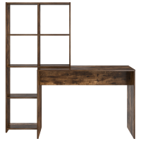 Produktbild för Skrivbord med hylla Rökt ek 138,5 x 55 x 143 cm Konstruerat trä