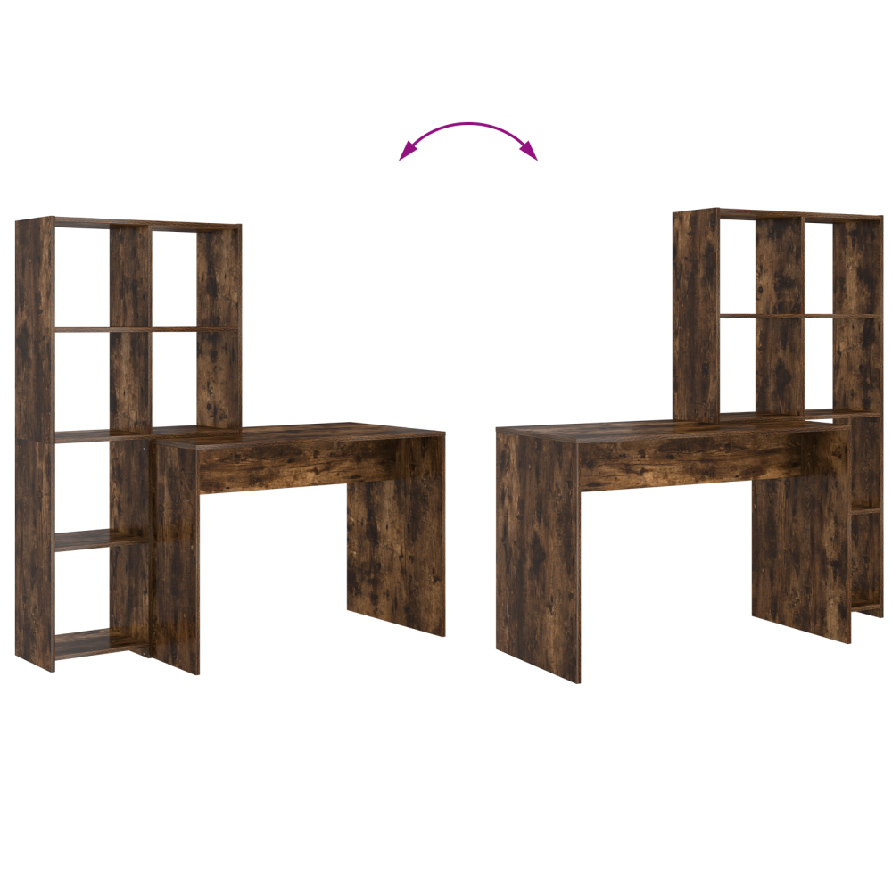 Produktbild för Skrivbord med hylla Rökt ek 138,5 x 55 x 143 cm Konstruerat trä