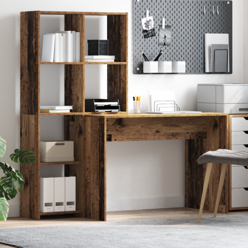 vidaXL Skrivbord Gammalt trä 138,5 x 55 x 143 cm Konstruerat trä