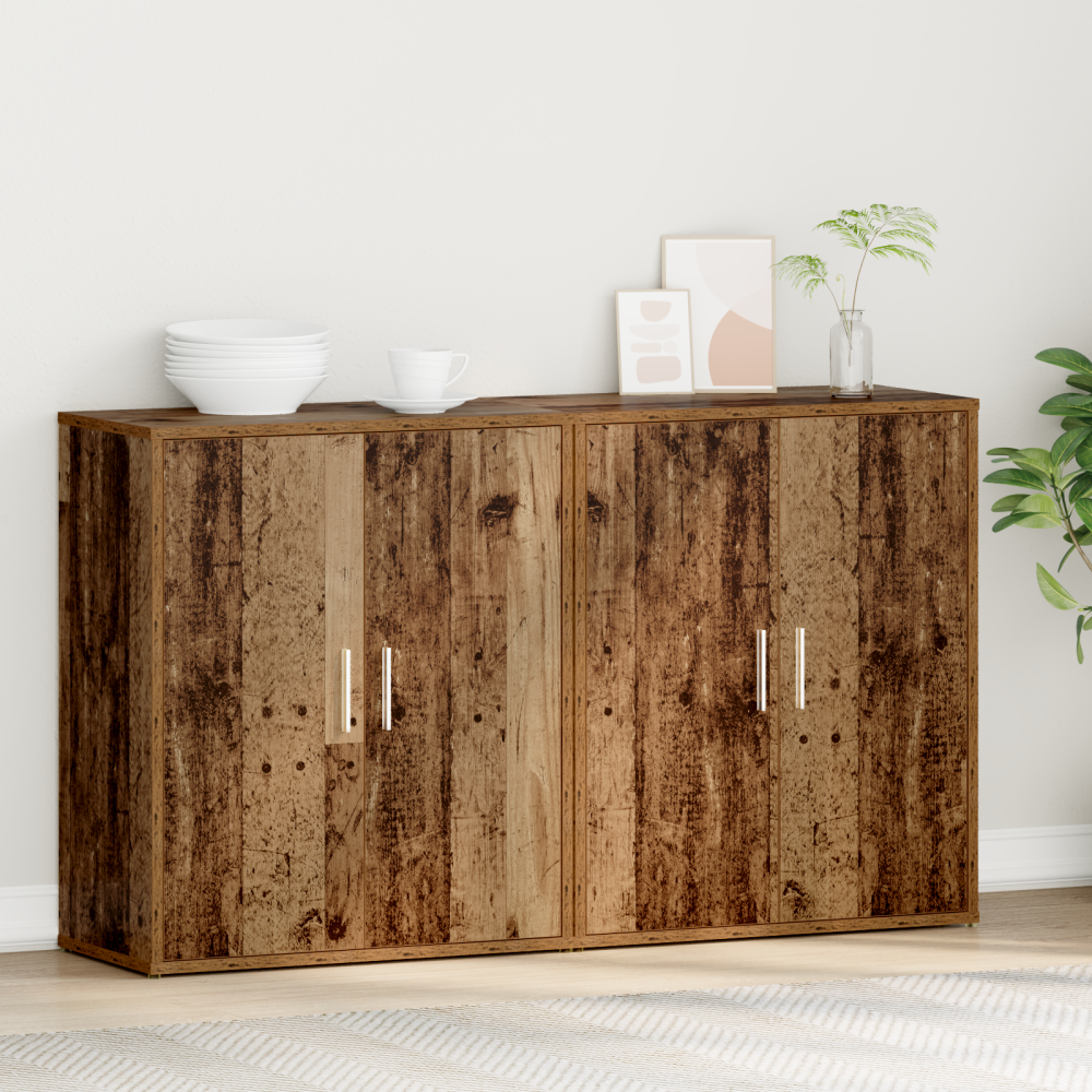 Produktbild för Sideboard 2 pcs Gammalt trä 60 x 31 x 70 cm Konstruerat trä