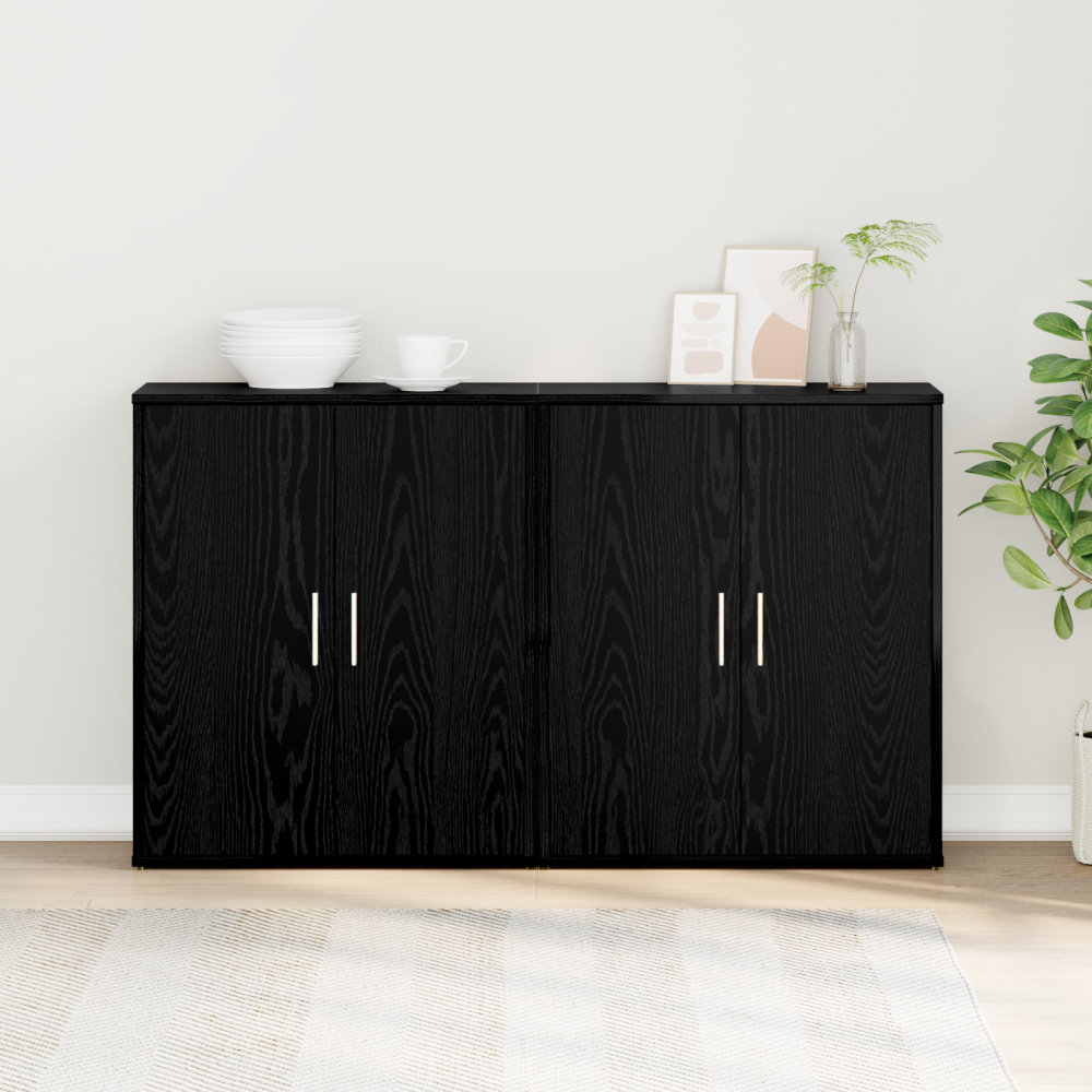 Produktbild för Sideboard 2 pcs Svart Ek 60 x 31 x 70 cm Konstruerat trä