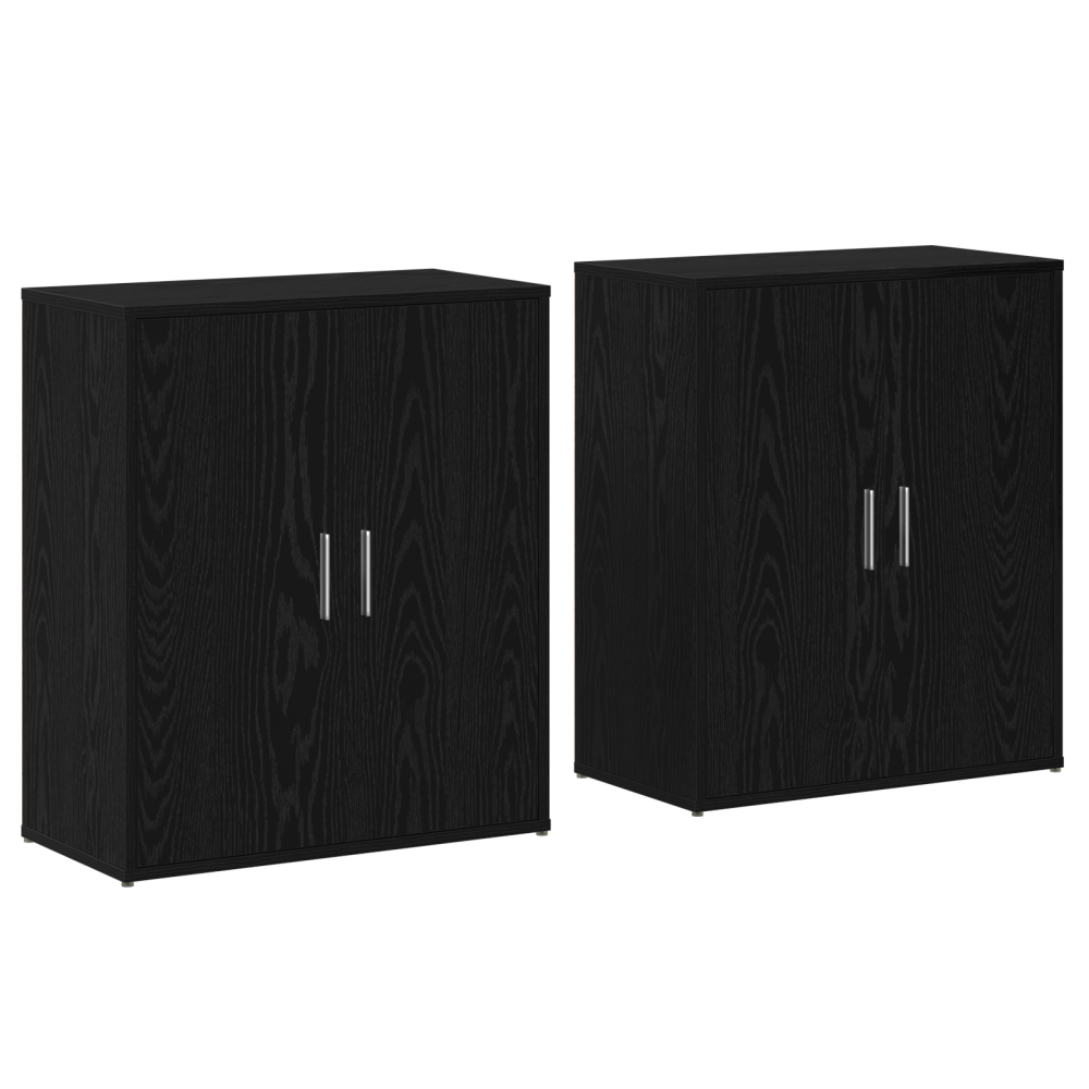 Produktbild för Sideboard 2 pcs Svart Ek 60 x 31 x 70 cm Konstruerat trä