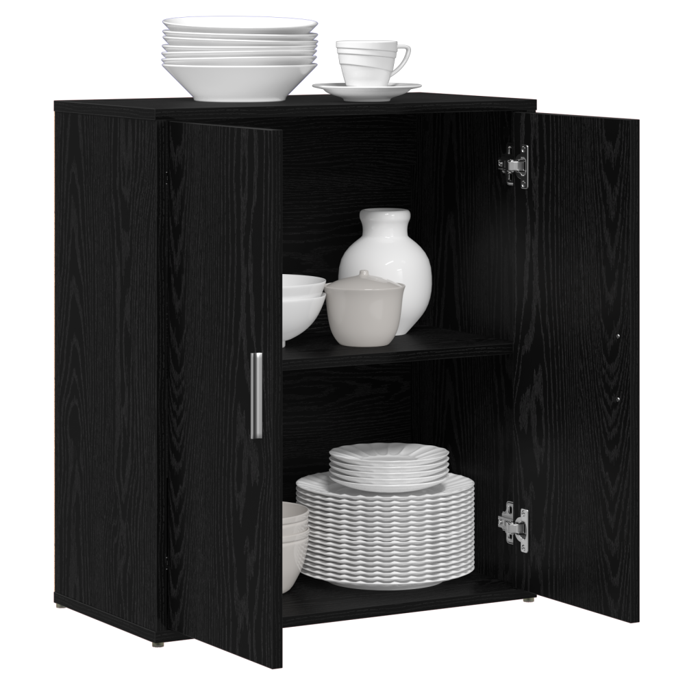 Produktbild för Sideboard 2 pcs Svart Ek 60 x 31 x 70 cm Konstruerat trä