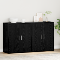 Produktbild för Sideboard 2 pcs Svart Ek 60 x 31 x 70 cm Konstruerat trä