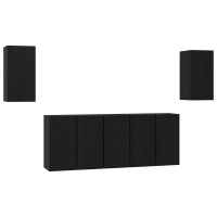 Produktbild för TV-bänkset 7 pcs Svart Ek 30,5 x 30 x 60 cm Konstruerat trä