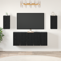 Produktbild för TV-bänkset 7 pcs Svart Ek 30,5 x 30 x 60 cm Konstruerat trä