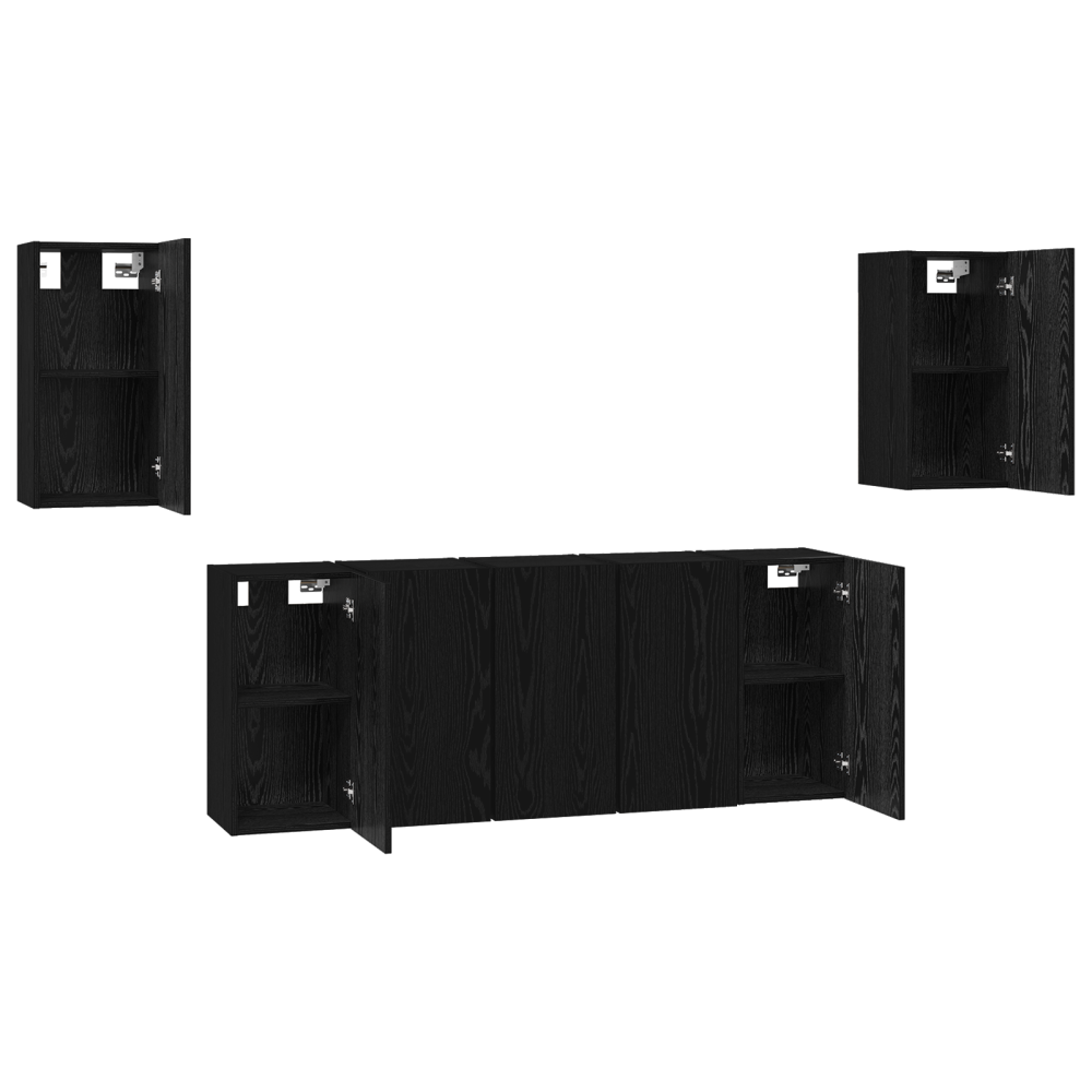 Produktbild för TV-bänkset 7 pcs Svart Ek 30,5 x 30 x 60 cm Konstruerat trä