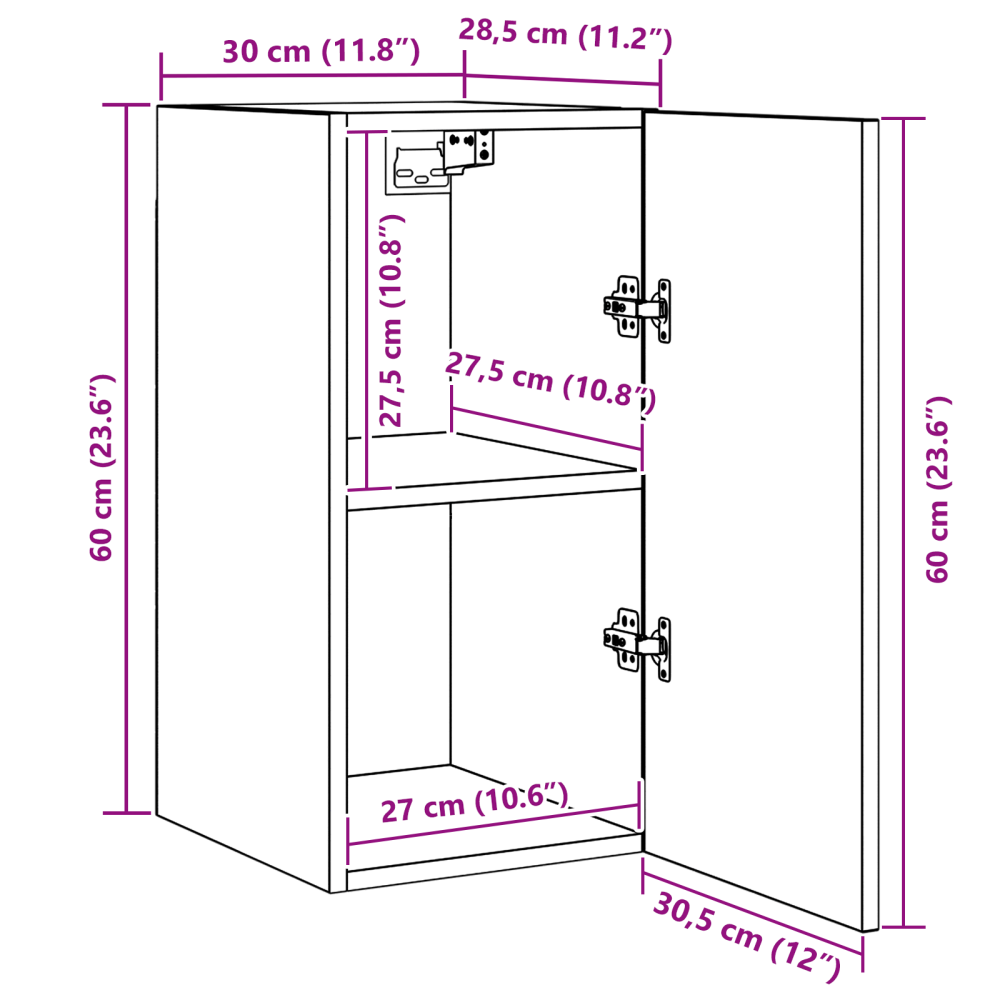 Produktbild för TV-bänkset 7 pcs Svart Ek 30,5 x 30 x 60 cm Konstruerat trä