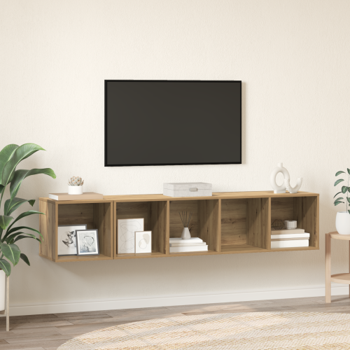 vidaXL TV-bänkset Väggmonterad 2 pcs Artisan Ek Konstruerat trä