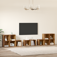 Produktbild för TV-bänkset Väggmonterad 8 pcs Gammalt trä Konstruerat trä