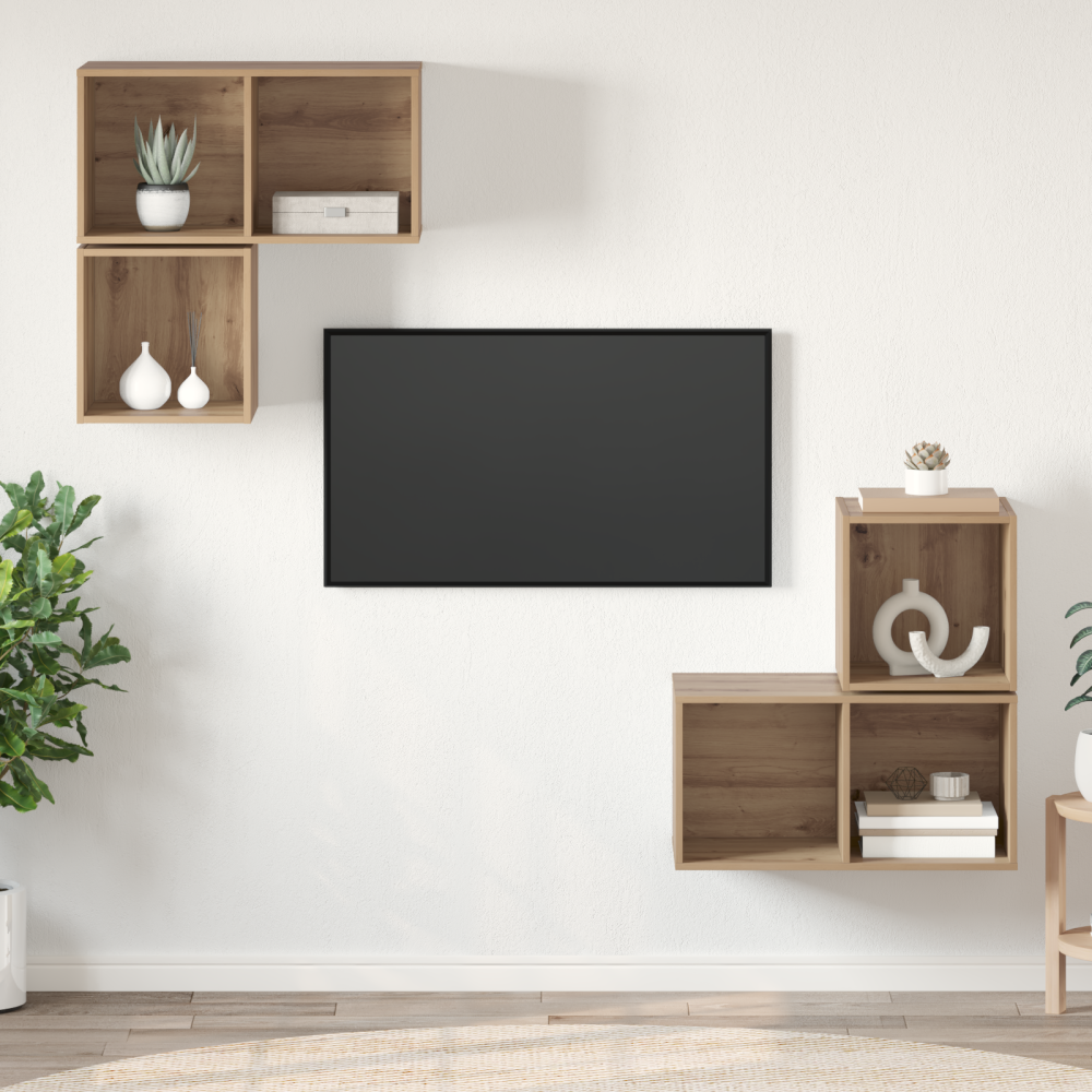 Produktbild för TV-bänkset 4 pcs Artisan Ek Konstruerat trä