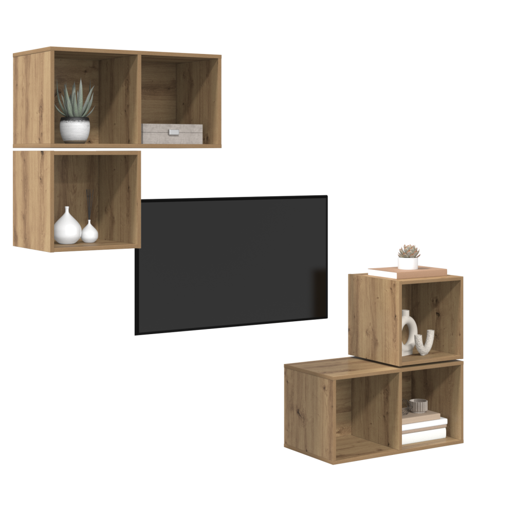 Produktbild för TV-bänkset 4 pcs Artisan Ek Konstruerat trä