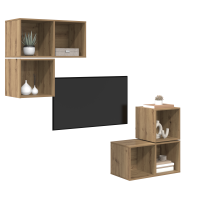 Produktbild för TV-bänkset 4 pcs Artisan Ek Konstruerat trä