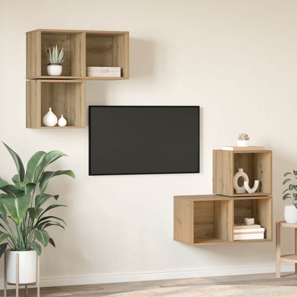 Produktbild för TV-bänkset 4 pcs Artisan Ek Konstruerat trä