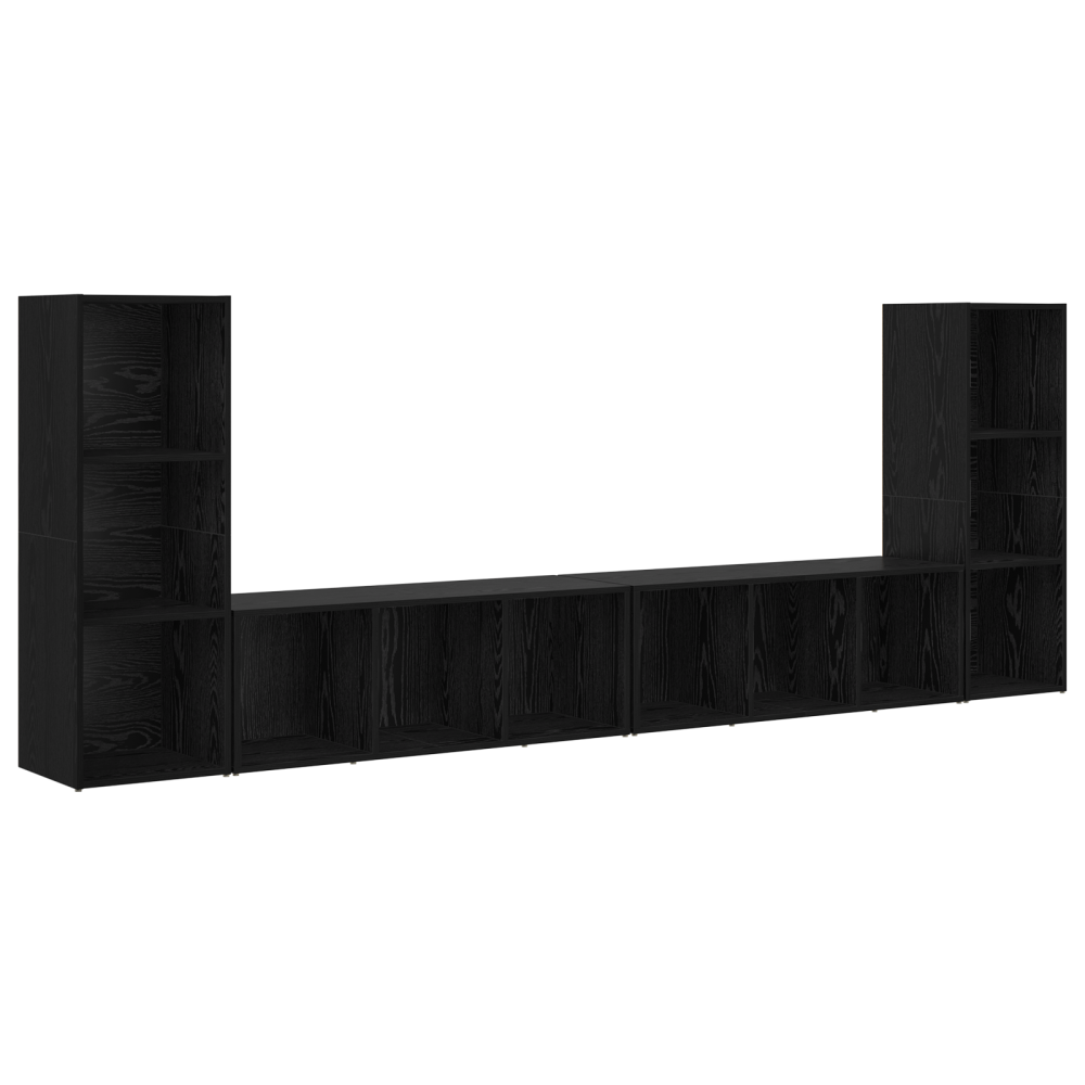 Produktbild för TV-bänkset 4 pcs Svart Ek 37 x 35 x 107 cm Konstruerat trä