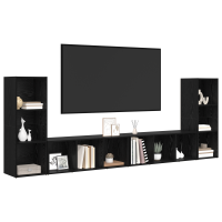 Produktbild för TV-bänkset 4 pcs Svart Ek 37 x 35 x 107 cm Konstruerat trä