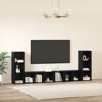 Produktbild för TV-bänkset 4 pcs Svart Ek 37 x 35 x 107 cm Konstruerat trä
