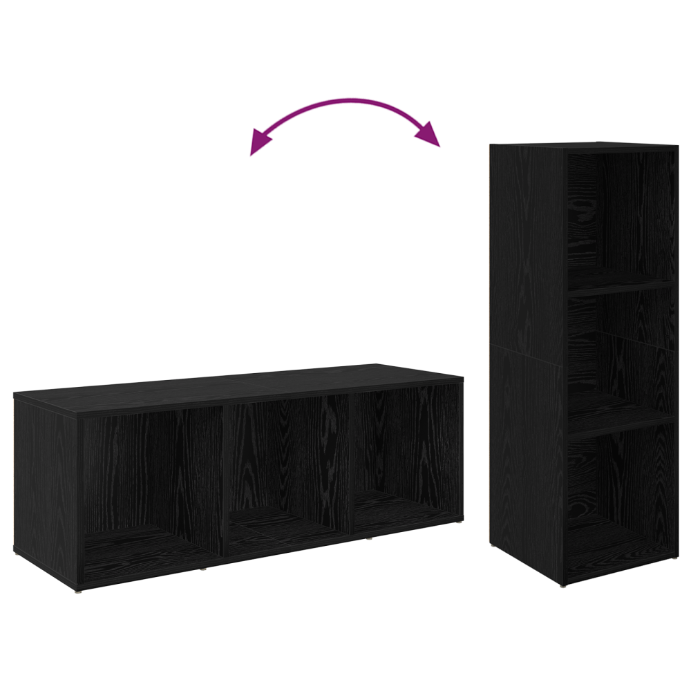 Produktbild för TV-bänkset 4 pcs Svart Ek 37 x 35 x 107 cm Konstruerat trä