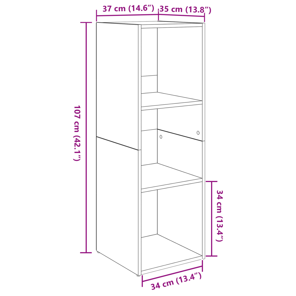 Produktbild för TV-bänkset 4 pcs Svart Ek 37 x 35 x 107 cm Konstruerat trä