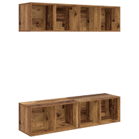Produktbild för TV-bänkset 4 pcs Gammalt trä 37 x 37 x 72 cm Konstruerat trä