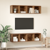 Produktbild för TV-bänkset 4 pcs Gammalt trä 37 x 37 x 72 cm Konstruerat trä