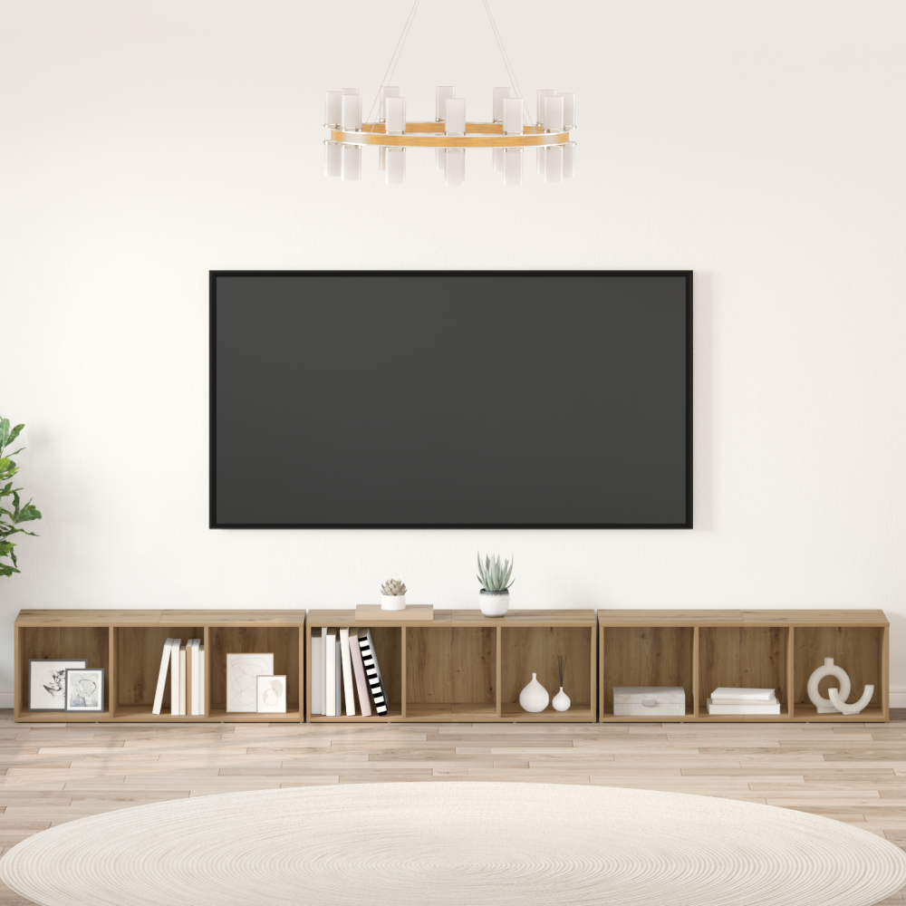 Produktbild för TV-bänkset 3 pcs Artisan Ek 37 x 35 x 107 cm Konstruerat trä