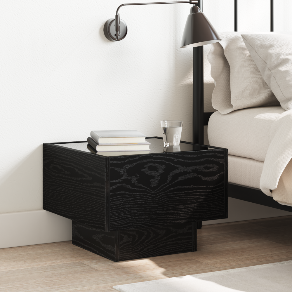 Produktbild för Kaffeebord Svart Ek 40 x 40 x 30 cm Konstruerat trä