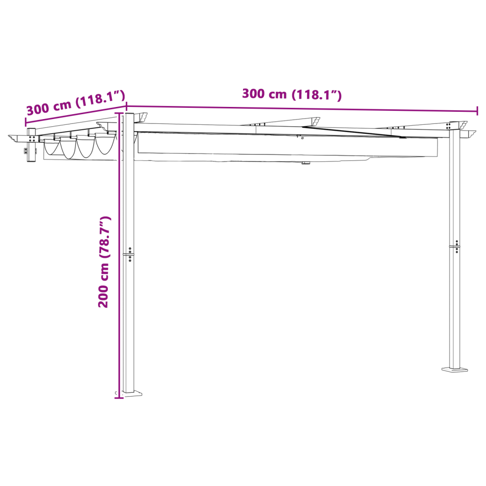 Produktbild för Paviljong 300 x 300 x 200 cm Taupe Polyester