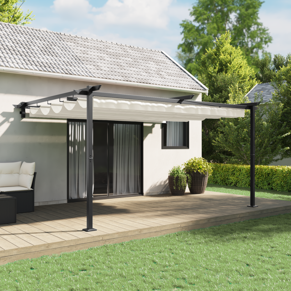 Produktbild för Paviljong 400 x 300 x 200 cm Gräddvit Polyester