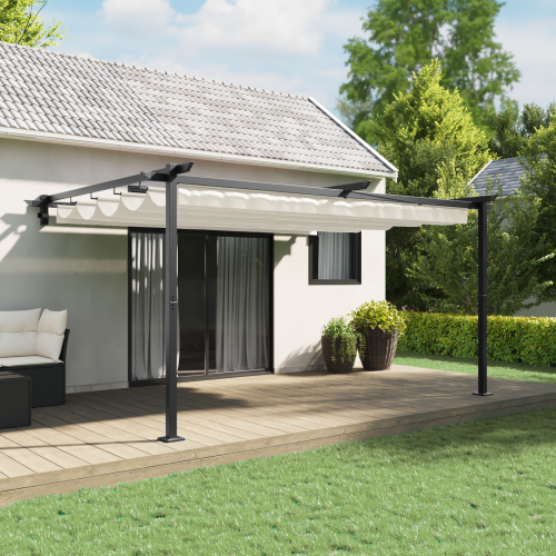 vidaXL Paviljong 400 x 300 x 200 cm Gräddvit Polyester
