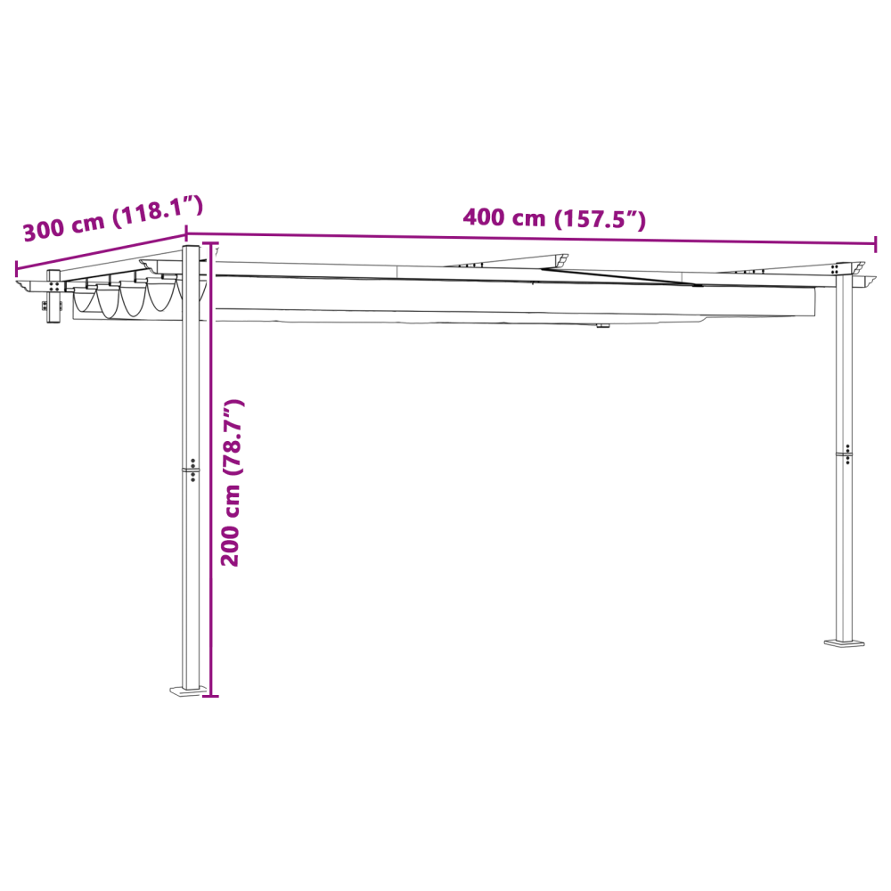 Produktbild för Paviljong 400 x 300 x 200 cm Antracit Polyester