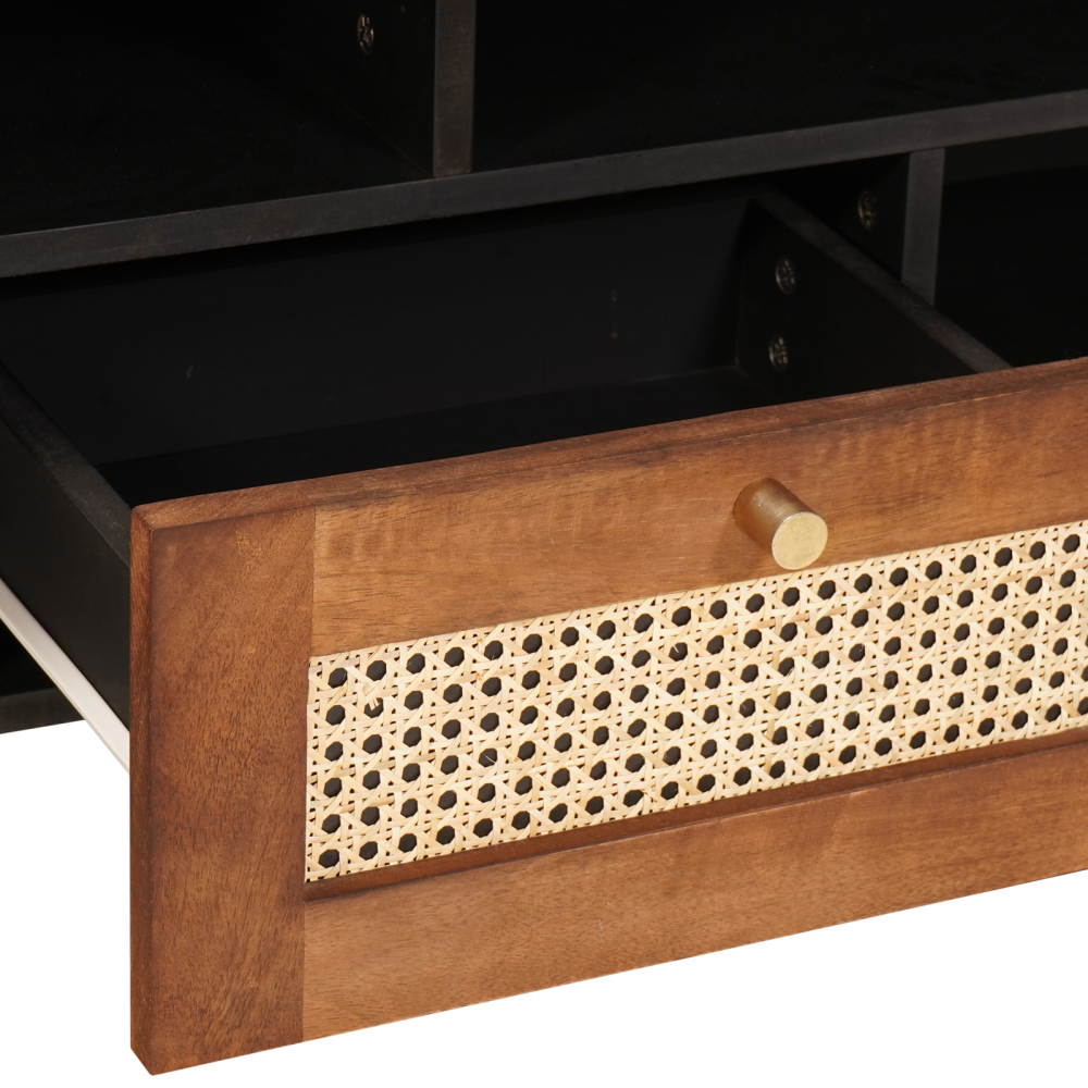 Produktbild för TV-skåp med låda Brun 100 x 33,5 x 46 cm Massivt mangoträ