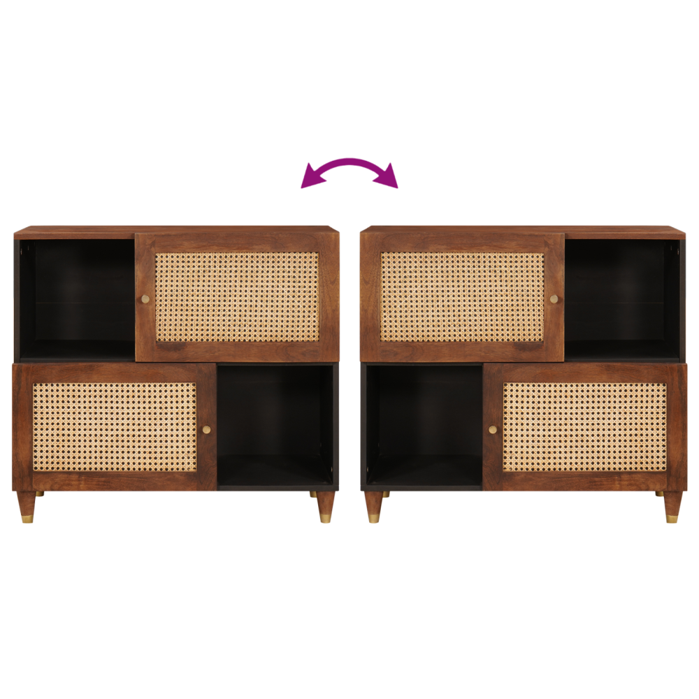 Produktbild för Sideboard Brun 80 x 33,5 x 75 cm Massivt mangoträ