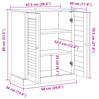 Produktbild för Badrumsskåp VIGO Vit och antikvit 68 x 34 x 80 cm Massiv furu