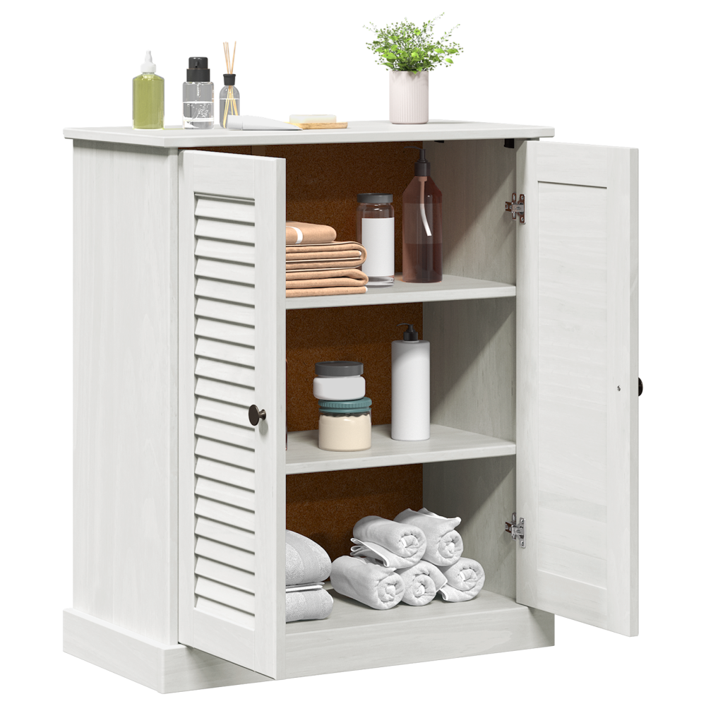 Produktbild för Badrumsskåp VIGO Vit och antikvit 68 x 34 x 80 cm Massiv furu