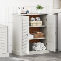 Produktbild för Badrumsskåp VIGO Vit och antikvit 68 x 34 x 80 cm Massiv furu
