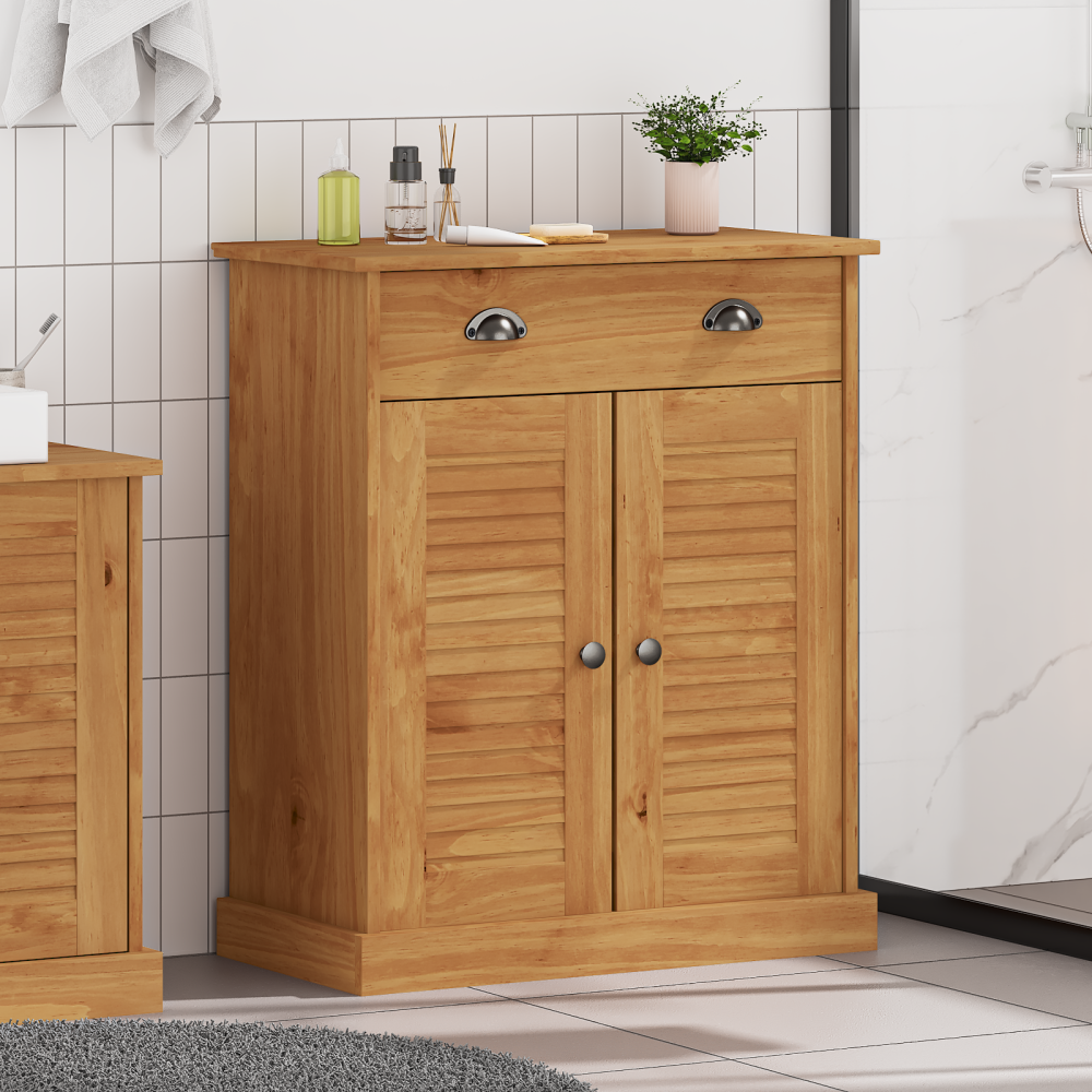 Produktbild för Badrumsskåp med hylla VIGO Brun och honungsgul 68 x 34 x 80 cm
