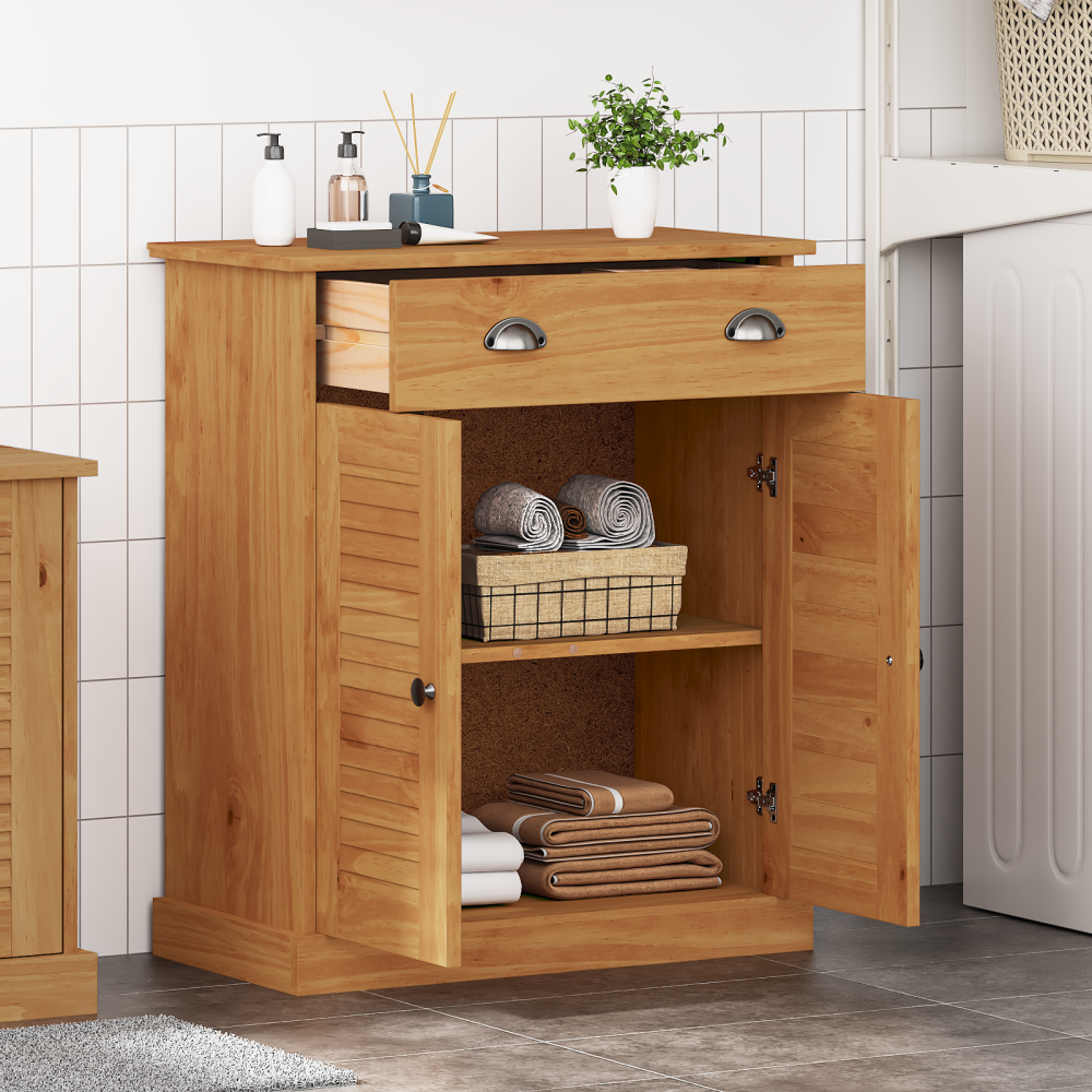 Produktbild för Badrumsskåp med hylla VIGO Brun och honungsgul 68 x 34 x 80 cm