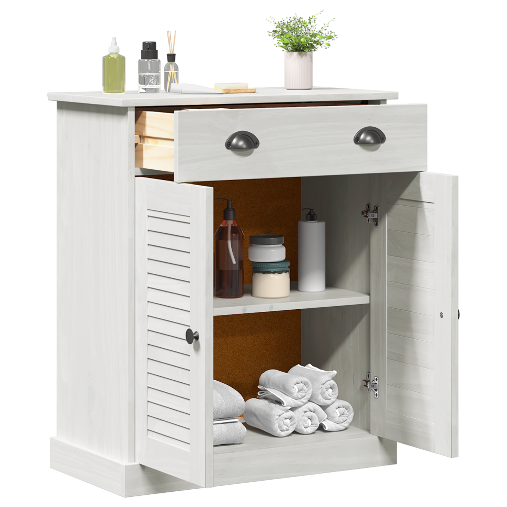 Produktbild för Badrumsskåp VIGO Vit och antikvit 68 x 34 x 80 cm Massiv furu
