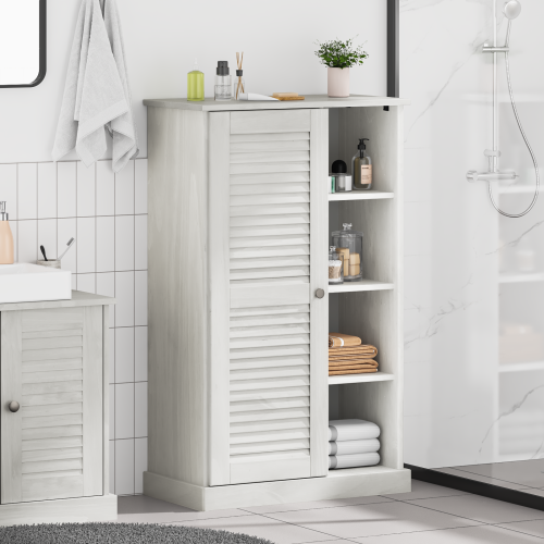 vidaXL Badrumsskåp VIGO Vit och antikvit 68 x 34 x 110 cm Massiv furu