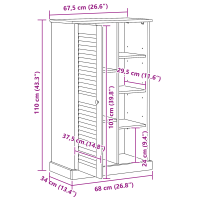 Produktbild för Badrumsskåp VIGO Vit och antikvit 68 x 34 x 110 cm Massiv furu
