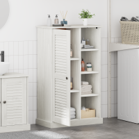 Produktbild för Badrumsskåp VIGO Vit och antikvit 68 x 34 x 110 cm Massiv furu
