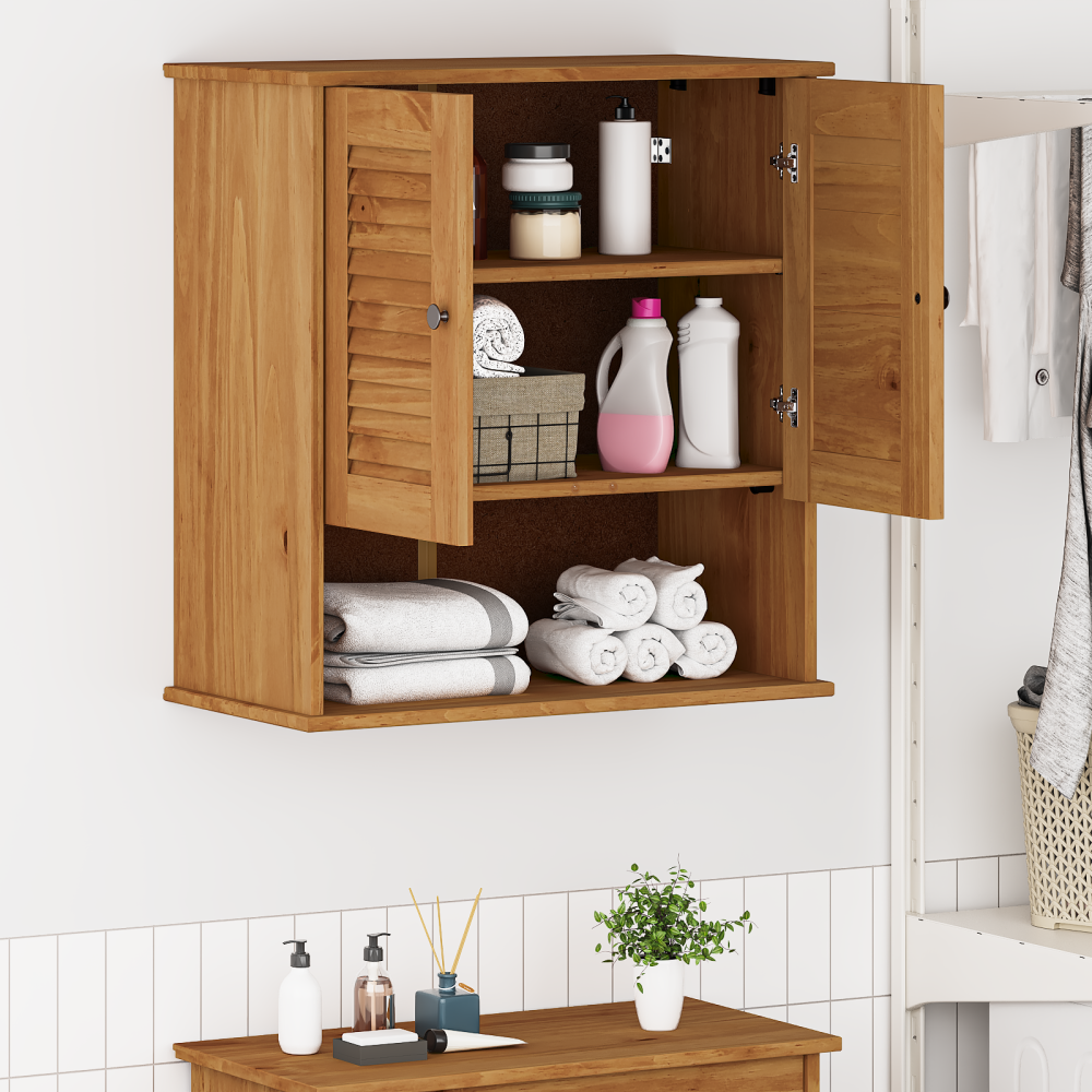 Produktbild för Badrumsskåp VIGO Brun och honungsgul 67,5 x 34 x 71,5 cm