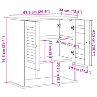 Produktbild för Badrumsskåp med hylla VIGO Vit och antikvit 67,5 x 34 x 71,5 cm