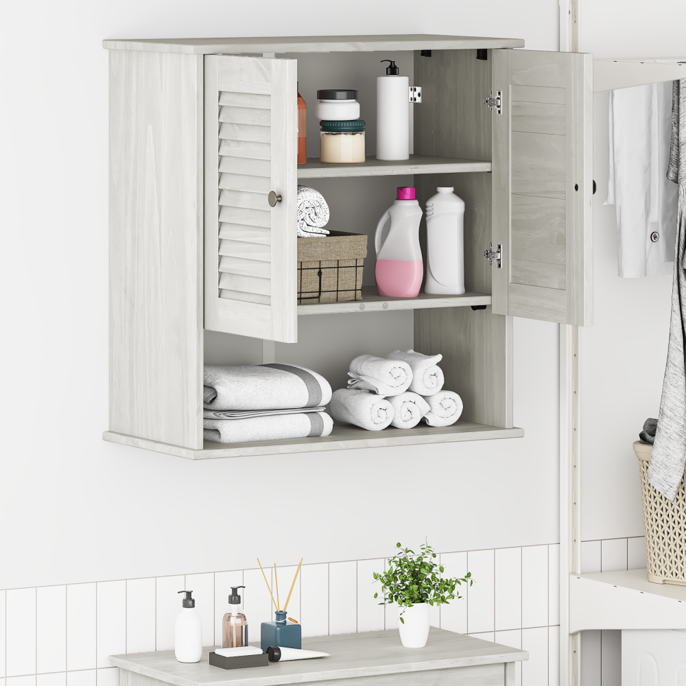 Produktbild för Badrumsskåp med hylla VIGO Vit och antikvit 67,5 x 34 x 71,5 cm