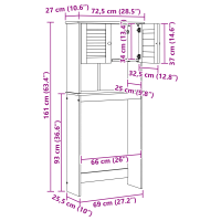 Produktbild för Tvättmaskinskåp VIGO Vit och antikvit 72,5 x 27 x 161 cm