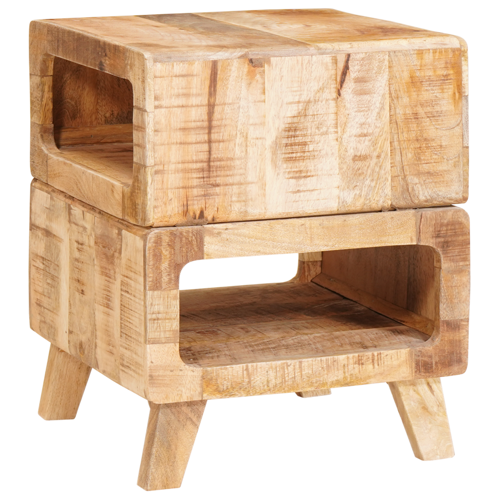 Produktbild för Sidobord med hylla Brun 40 x 40 x 49 cm Massivt mangoträ