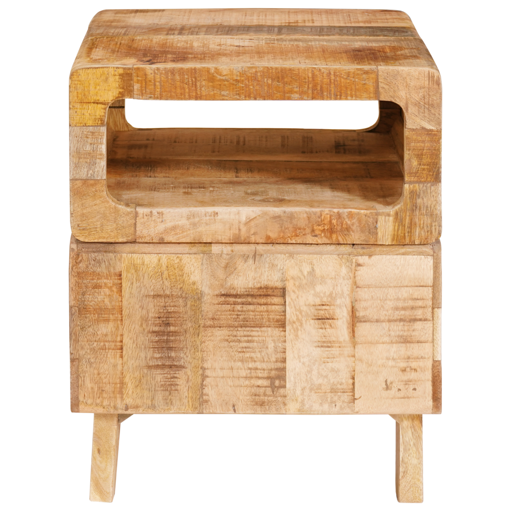 Produktbild för Sidobord med hylla Brun 40 x 40 x 49 cm Massivt mangoträ